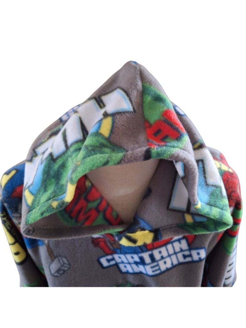 Avengers Fleece Poncho Cape With Hood & Pocket Handmade M Medium Hulk Iron Man - Picture 4 of 16